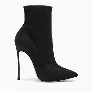 Casadei Black Stretch Suede Ultra High ‘Blade’ Ankle Boots, Size 37